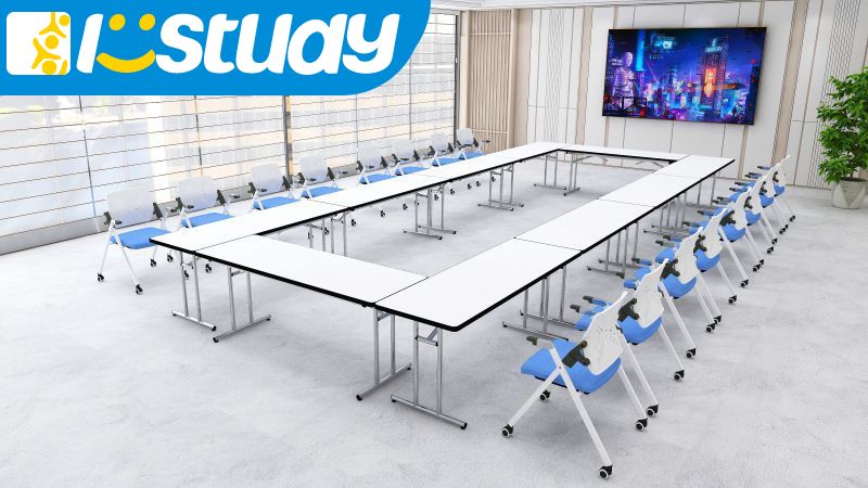 Space-Saving Foldable & Lightweight Rectangular Table - Versatile for Meetings, Training, and Events (4)