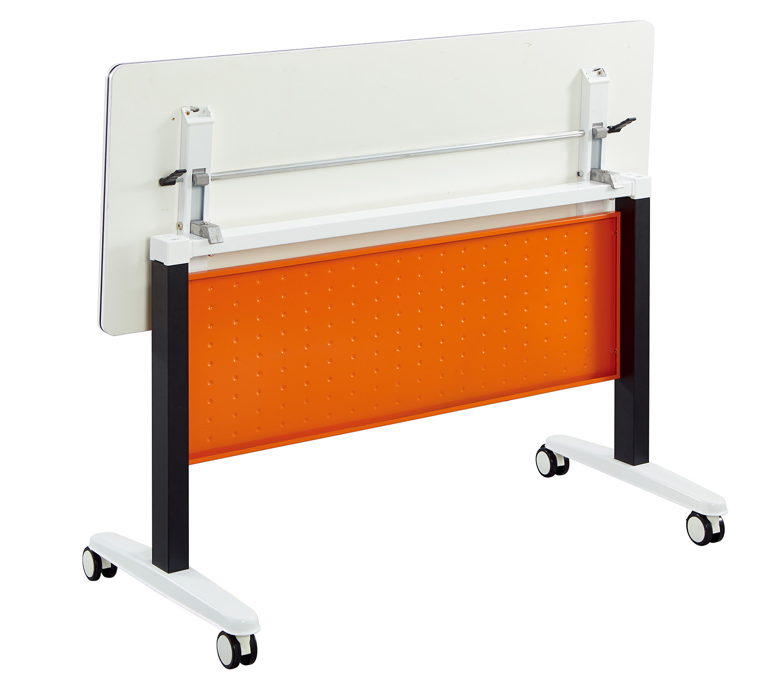 Foldable Modular Training Table in White and Orange (5)